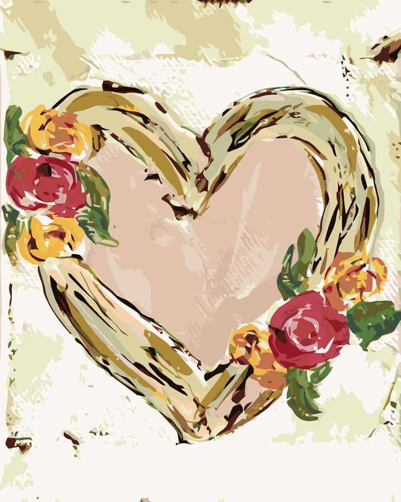 Diamond painting - ROSA HERZ MIT BLUMEN (HALEY BUSCH)
