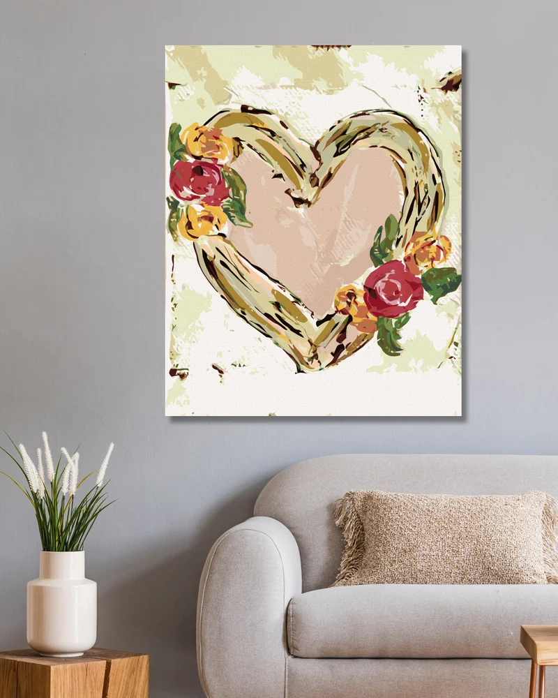 Diamond painting - ROSA HERZ MIT BLUMEN (HALEY BUSCH)