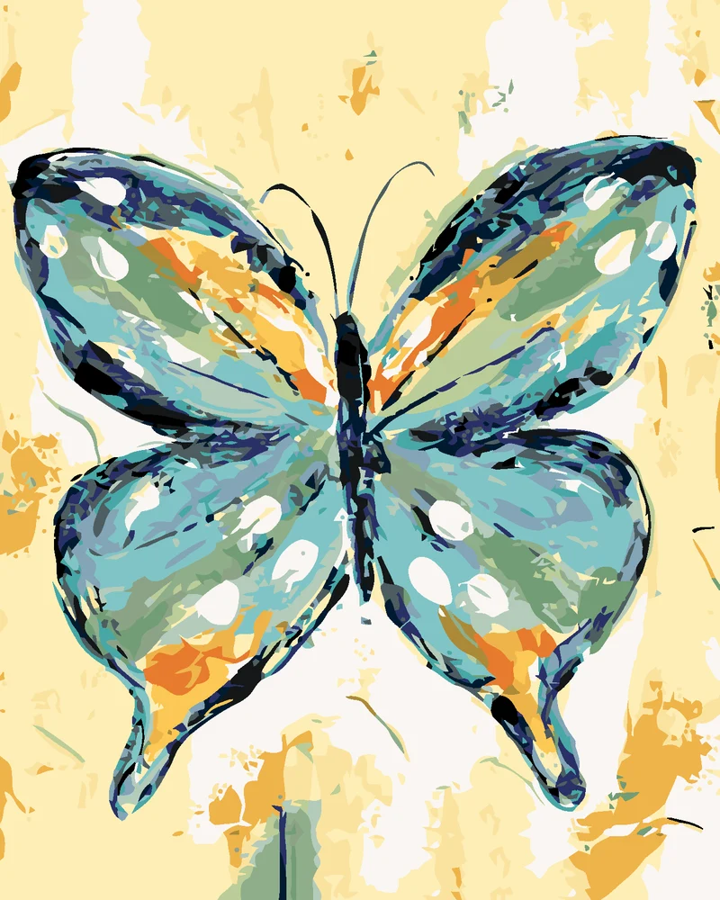 Diamond painting - BLAU-ORANGENER SCHMETTERLING (HALEY BUSCH)