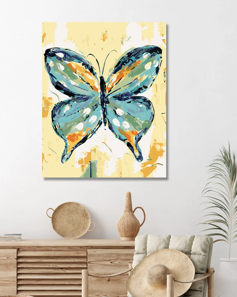 Diamond painting - BLAU-ORANGENER SCHMETTERLING (HALEY BUSCH)