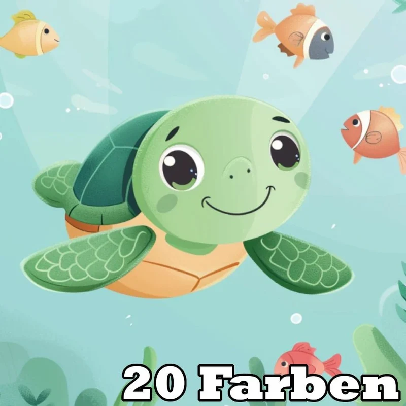 Schildkröte mit Fische Kindermotiv - 5D DIY Diamond Painting