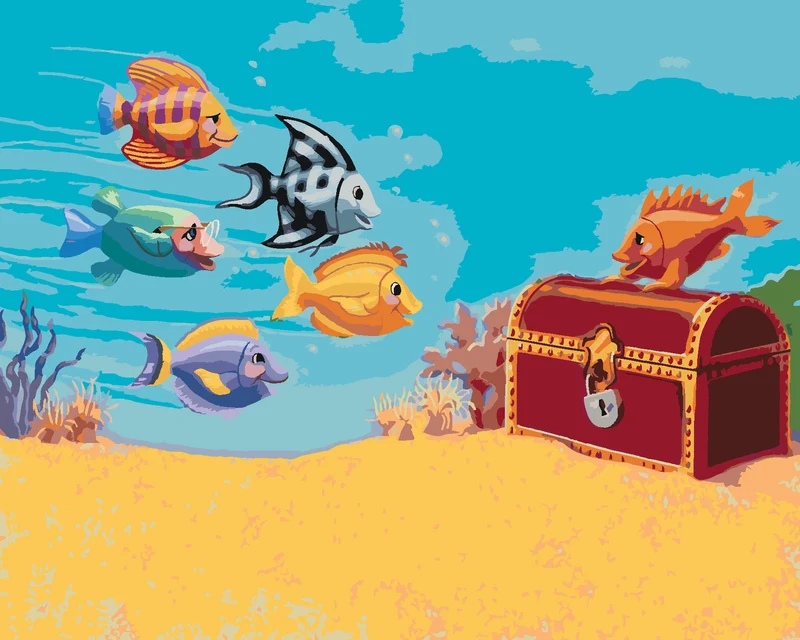 Diamond painting - FISCHE AUF DER SCHATZJAGT (SUE ELLEN BROWN)