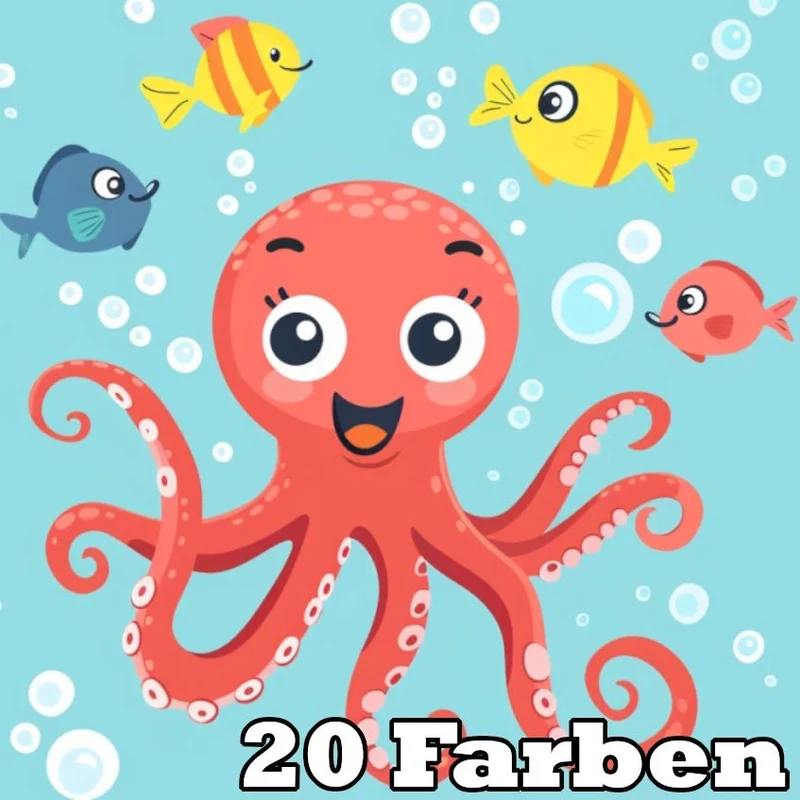 Krake mit Fische Kindermotiv - 5D DIY Diamond Painting