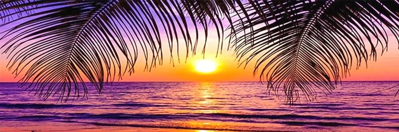 Sonnenuntergang und Palmenblätter - 5D DIY Diamond Painting