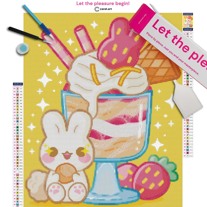 Diamond Painting - Milk Bread Studio - Bunny's Strawberry Sundae