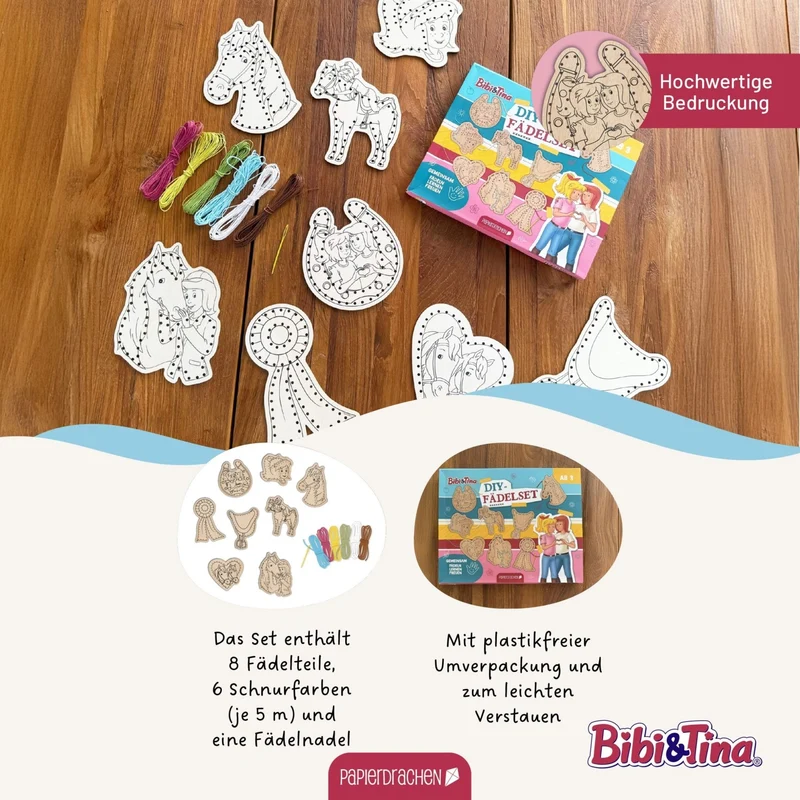 B-Ware Papierdrachen DIY Fädelset aus Holz - Bibi und Tina