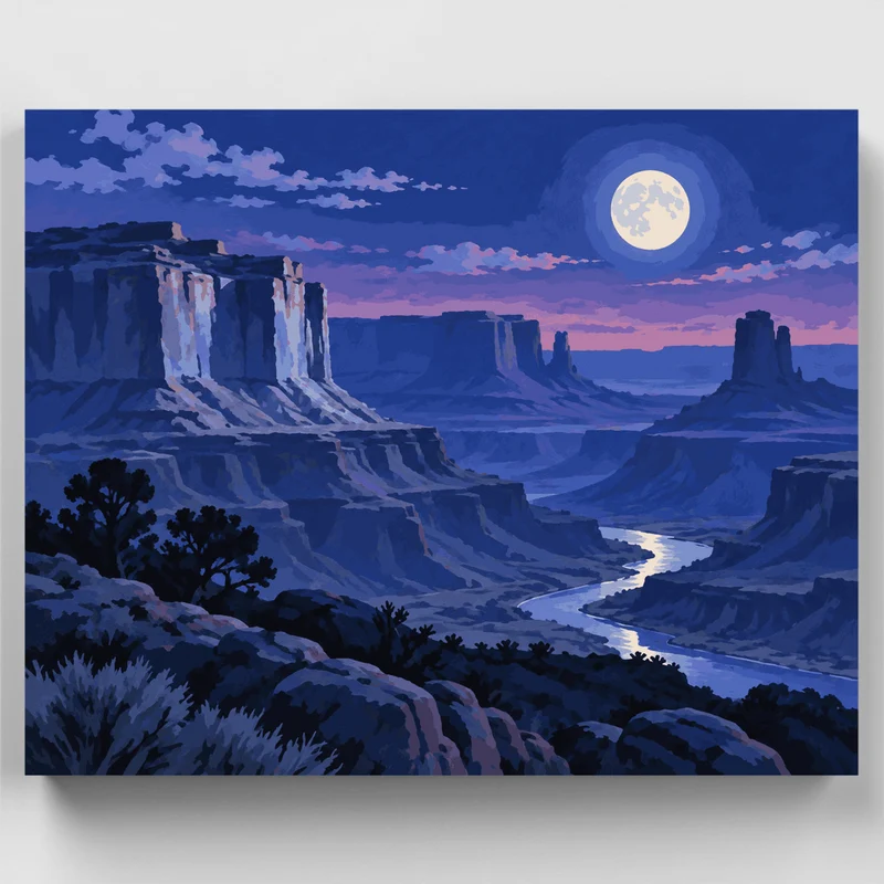 Moonrise Over Canyon Buttes - Paint by Numbers Kit