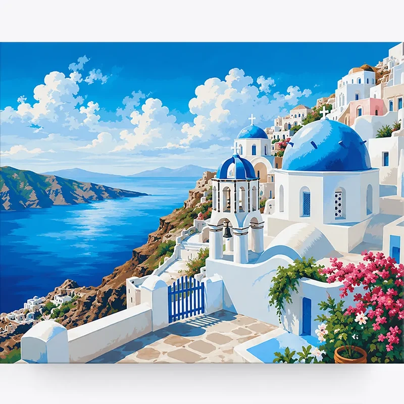 Malen nach Zahlen - Sehnsucht nach Santorini