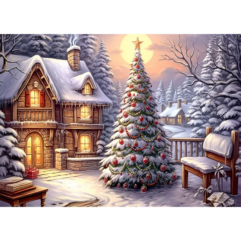 5D Diamond Painting – Weihnachtsbaum im Garten