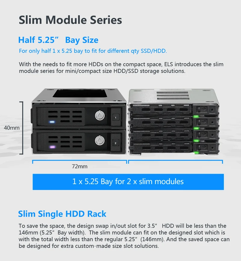 1/2 5.25 Drive Bay to 2 x 2.5" NVMe U.2 (up to 15mm)