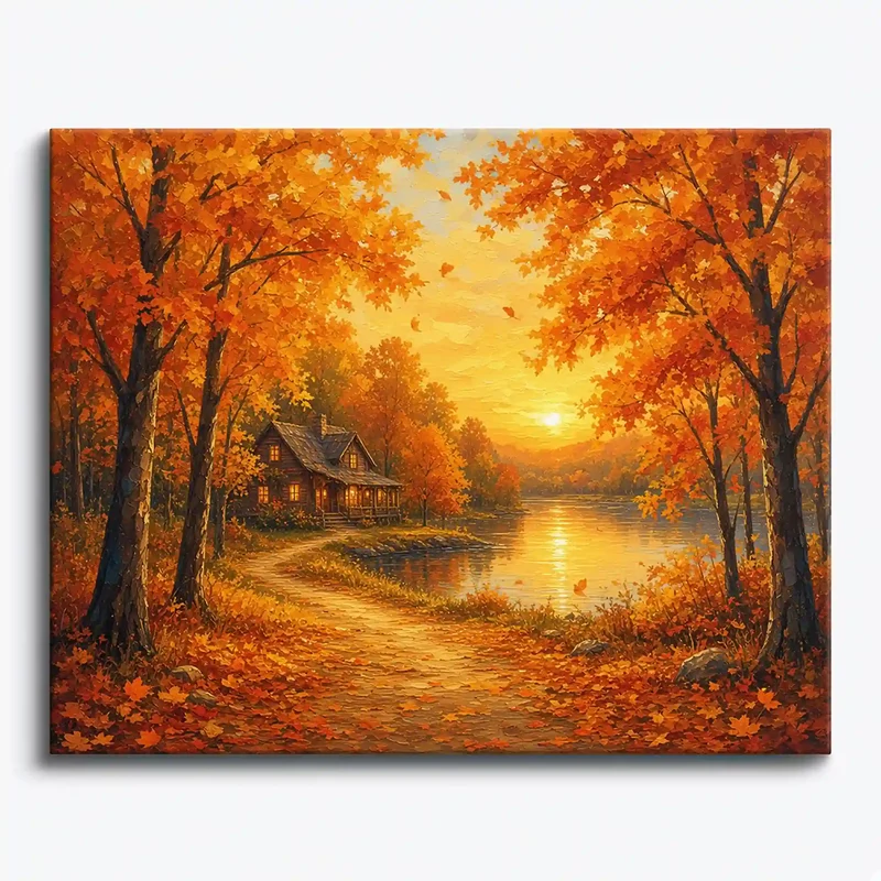 Malen nach Zahlen - Goldener Herbstabend