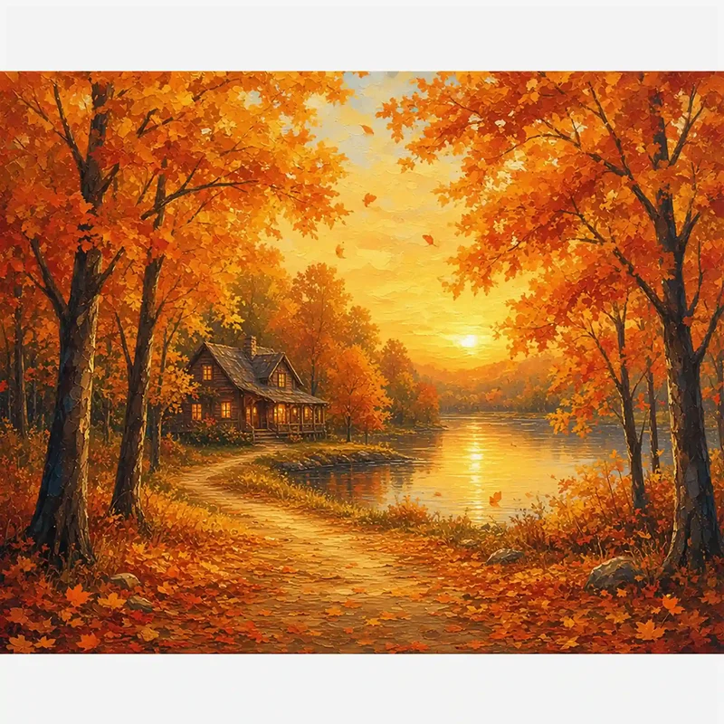 Malen nach Zahlen - Goldener Herbstabend