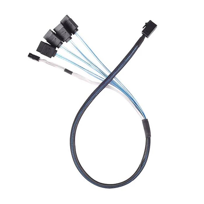 60cm Silverstone 12Gb MiniSAS HD SFF-8643 to SATA 7pin+Sideband cable