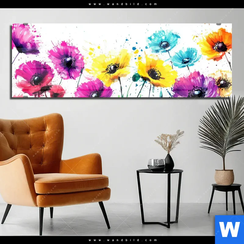 Acrylglasbild | Bunte Blütenexplosion | Panorama