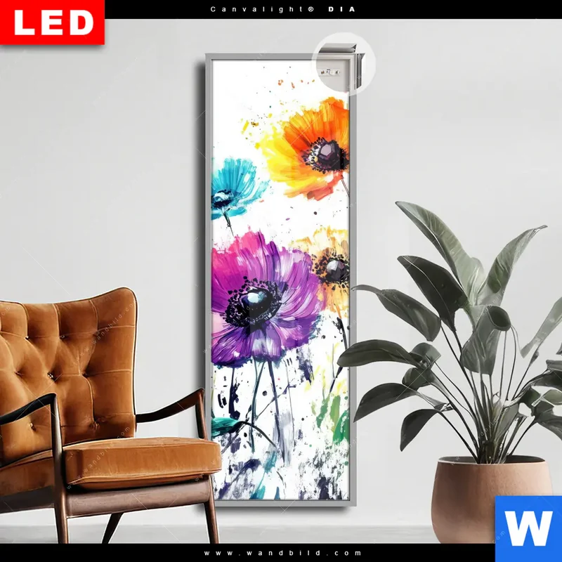 Leuchtbild Acrylglas Canvalight® DIA | Bunte Blütenexplosion | Schmal
