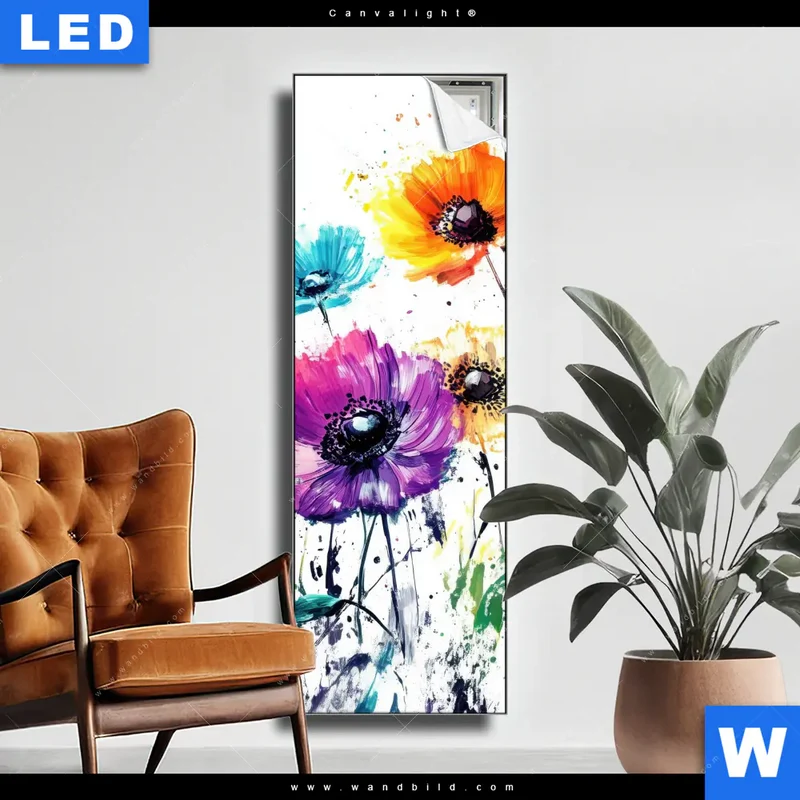 Canvalight® Leuchtbild | Bunte Blütenexplosion | Schmal