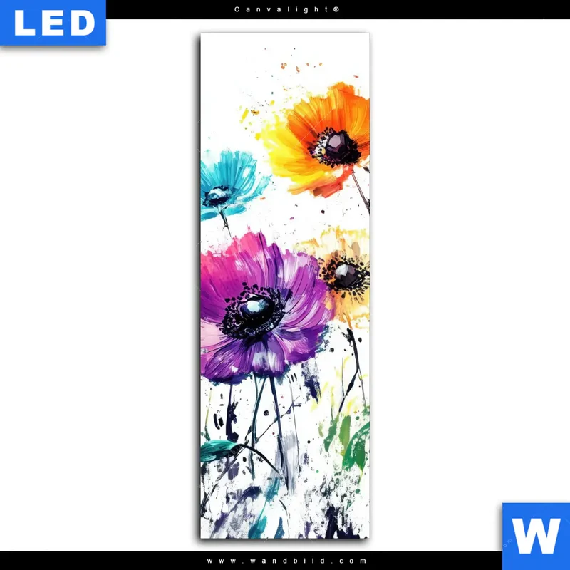 Canvalight® Leuchtbild | Bunte Blütenexplosion | Schmal