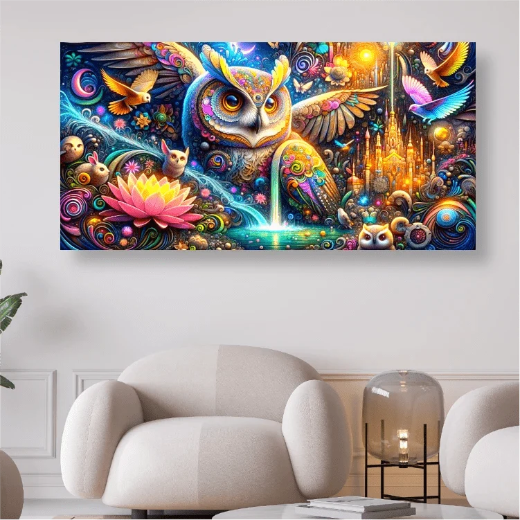Bunte abstrakte Eule - 5D DIY Diamond Painting
