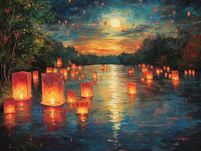 Moonlight Over the Floating Lantern Festival