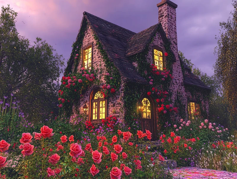 Evening Glow at Rosewood Cottage