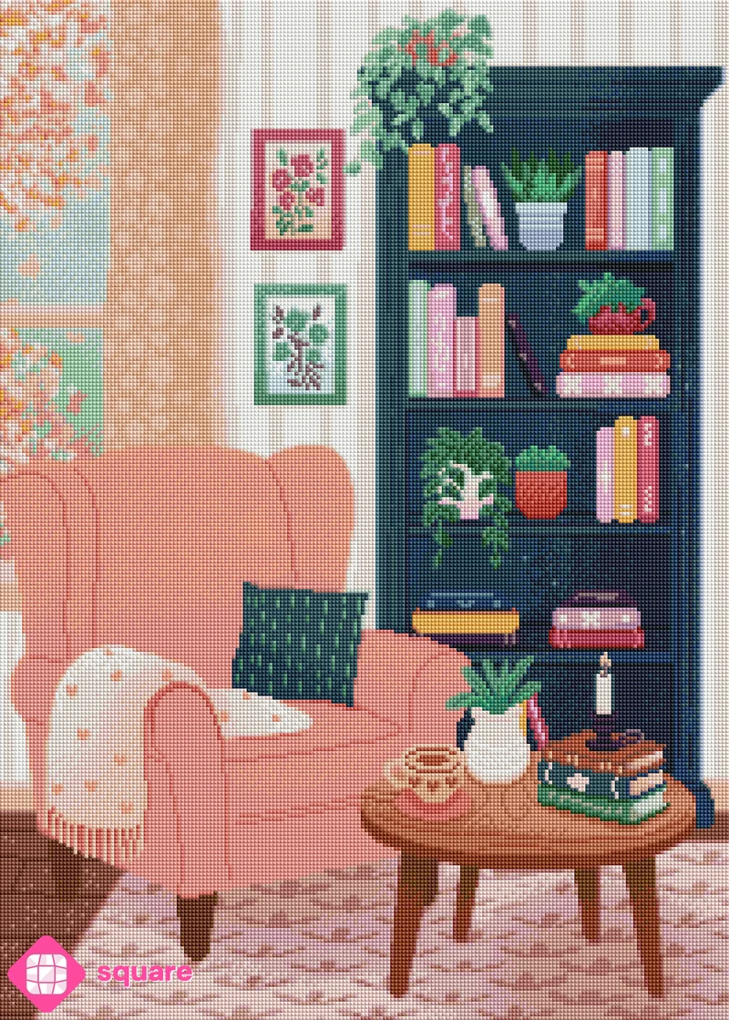 Diamond Painting - Snd création - Cozy reading nook