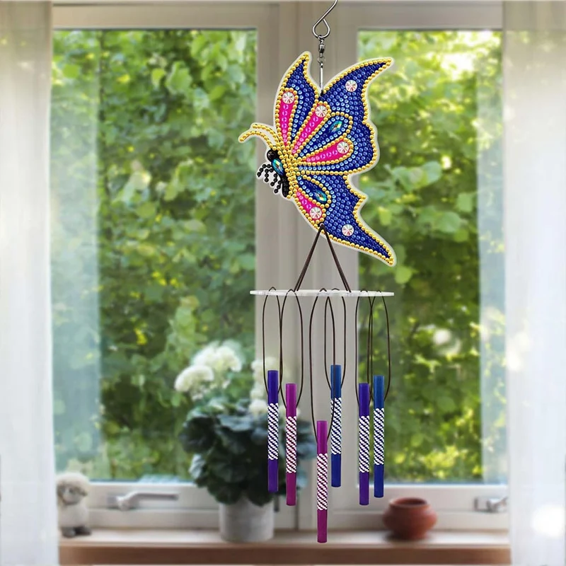 5D Diamond Painting Klang-Windspiel – Königlicher Schmetterling mit Klangröhren