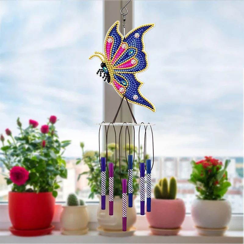 5D Diamond Painting Klang-Windspiel – Königlicher Schmetterling mit Klangröhren