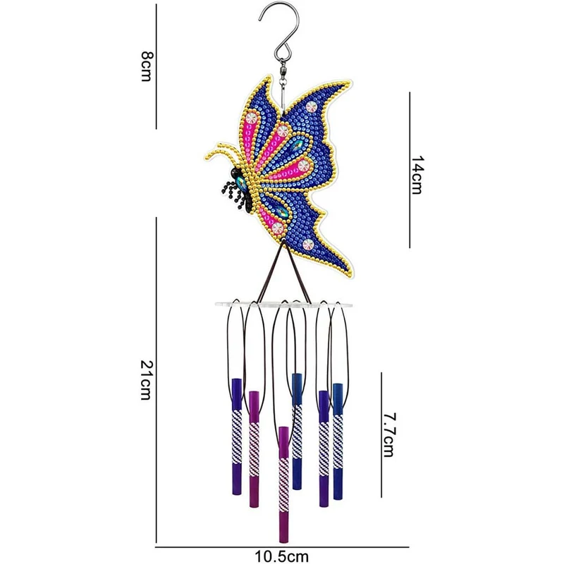 5D Diamond Painting Klang-Windspiel – Königlicher Schmetterling mit Klangröhren