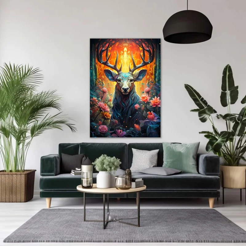 5D Diamond Painting – Hirsch mit Blumen