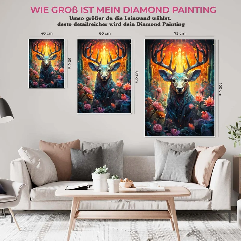 5D Diamond Painting – Hirsch mit Blumen