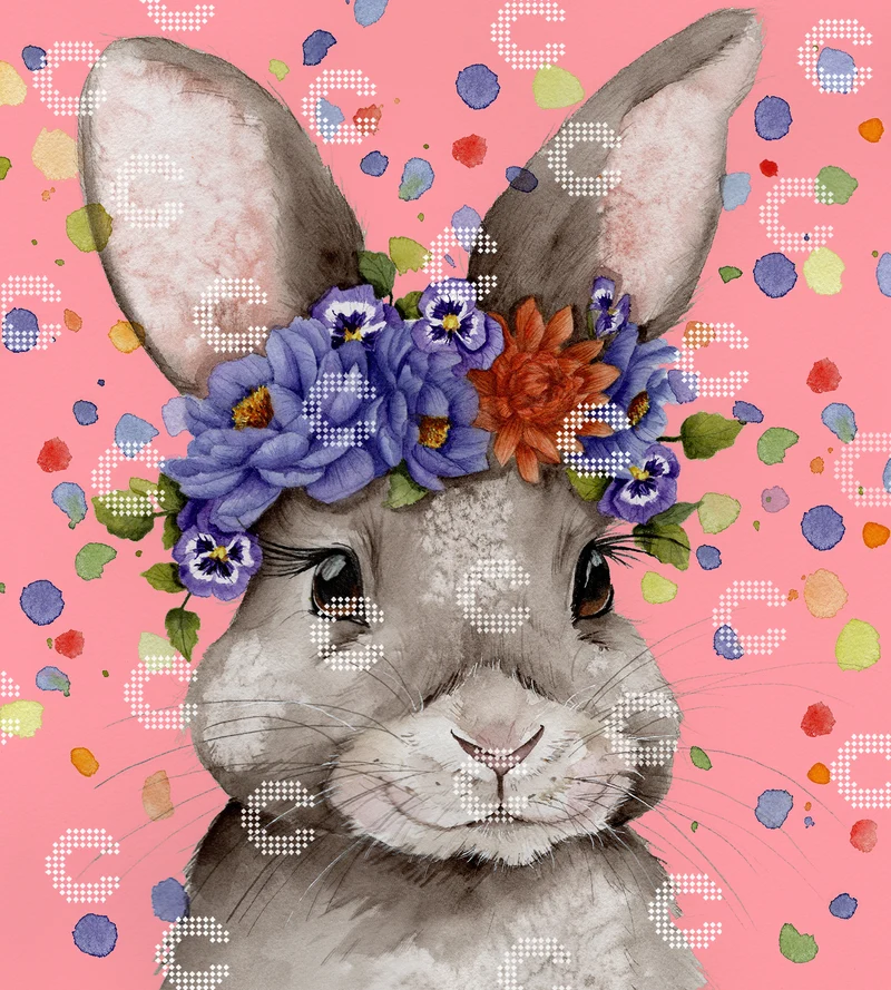 Diamond Painting - HeliJohanna Art - Flower Bunny