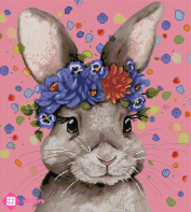 Diamond Painting - HeliJohanna Art - Flower Bunny