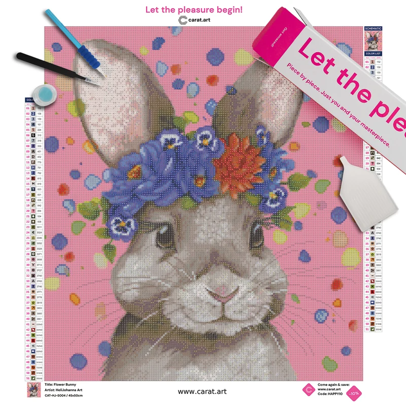 Diamond Painting - HeliJohanna Art - Flower Bunny