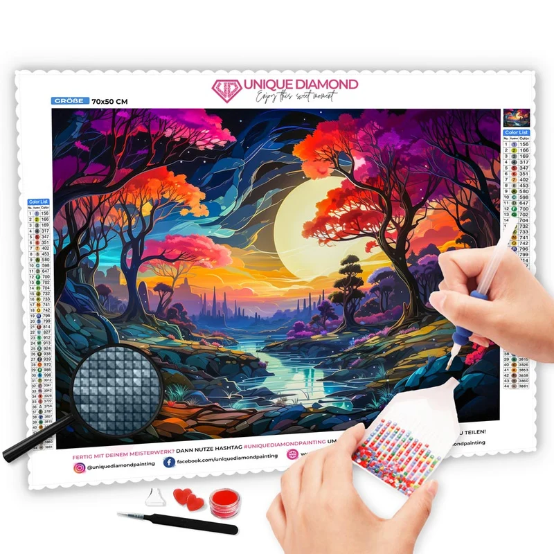 5D Diamond Painting – Fantasy Landschaft in Mondschein
