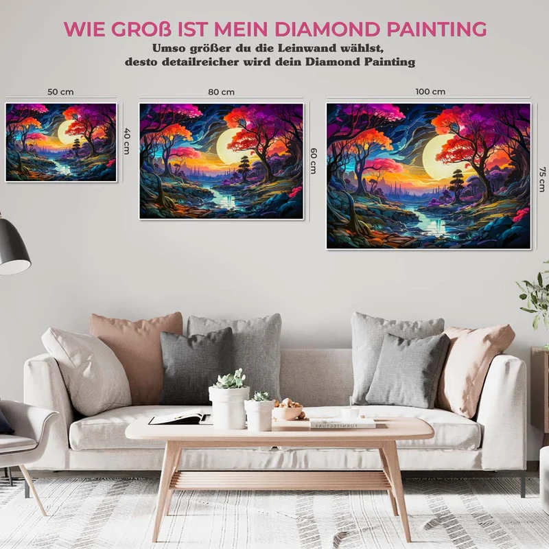 5D Diamond Painting – Fantasy Landschaft in Mondschein