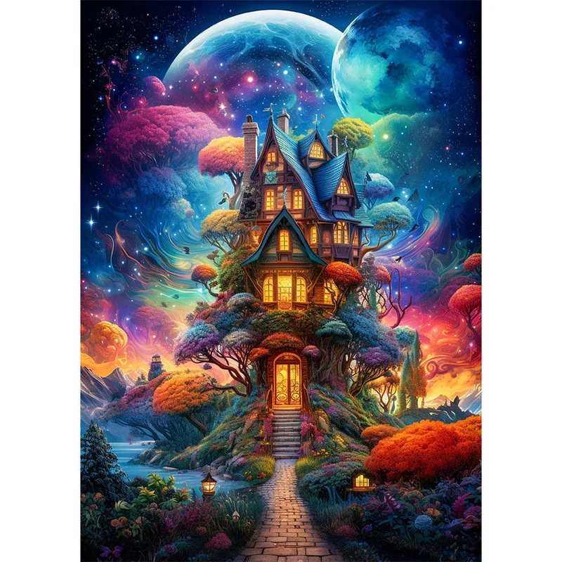 5D Diamond Painting – Magischer Haus im Universum