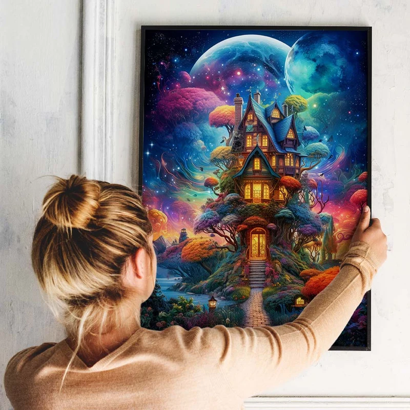 5D Diamond Painting – Magischer Haus im Universum