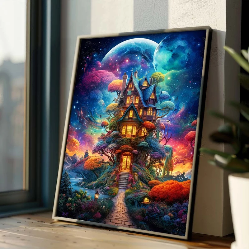 5D Diamond Painting – Magischer Haus im Universum
