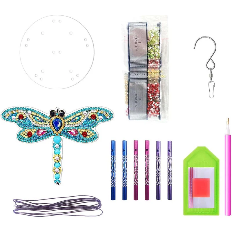 5D Diamond Painting Klang-Windspiel – Glitzernde Libelle mit Klangröhren