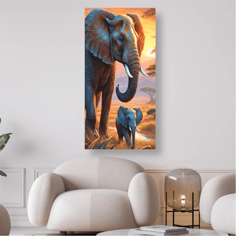 Elefant mit Jungtier - 5D DIY Diamond Painting