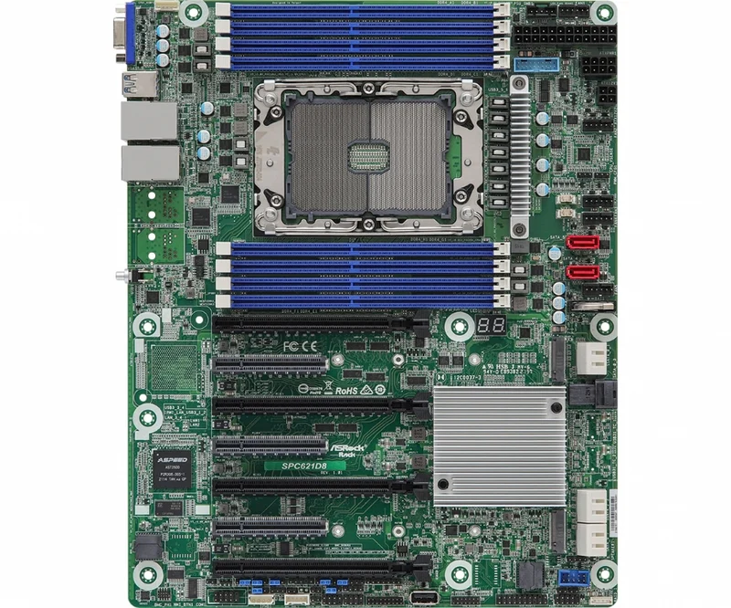 ASRock SPC621D8 Xeon Server Motherboard, S P+ LGA 4189, DDR4, SATA3, 2x Gigabit, USB 3.2 Gen1, ATX