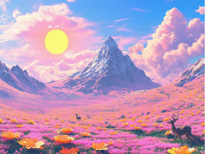 Surreal Blooming Mountains