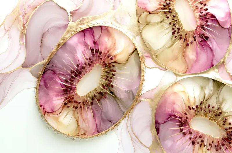 Alu-Dibond Bild | Kiwi - Edle Fruchtfantasie | Rund