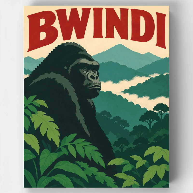 Bwindi Mountain Gorilla Poster - Paint by Numbers Kit