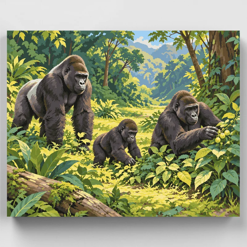Bwindi Gorilla Family - Paint by Numbers Kit