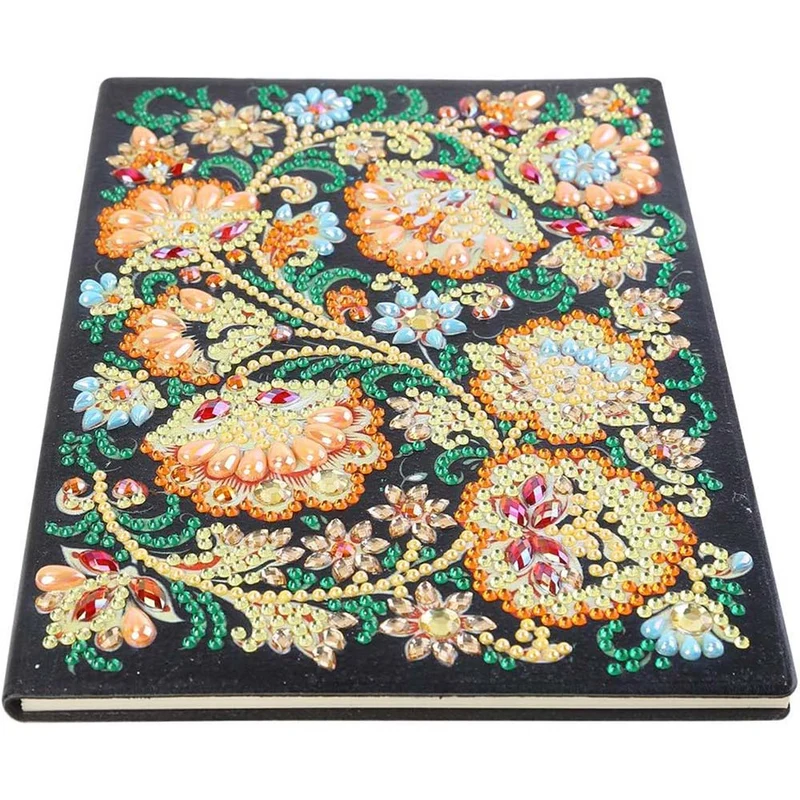 5D Diamond Painting Notizbuch – Goldene Blütenpracht