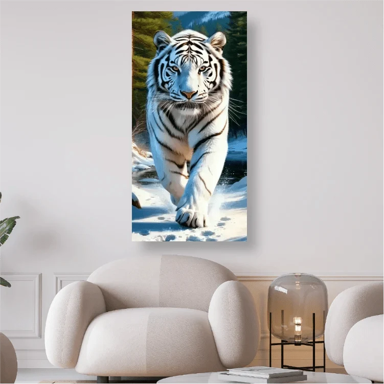 Weisser Tiger im Schnee - 5D DIY Diamond Painting