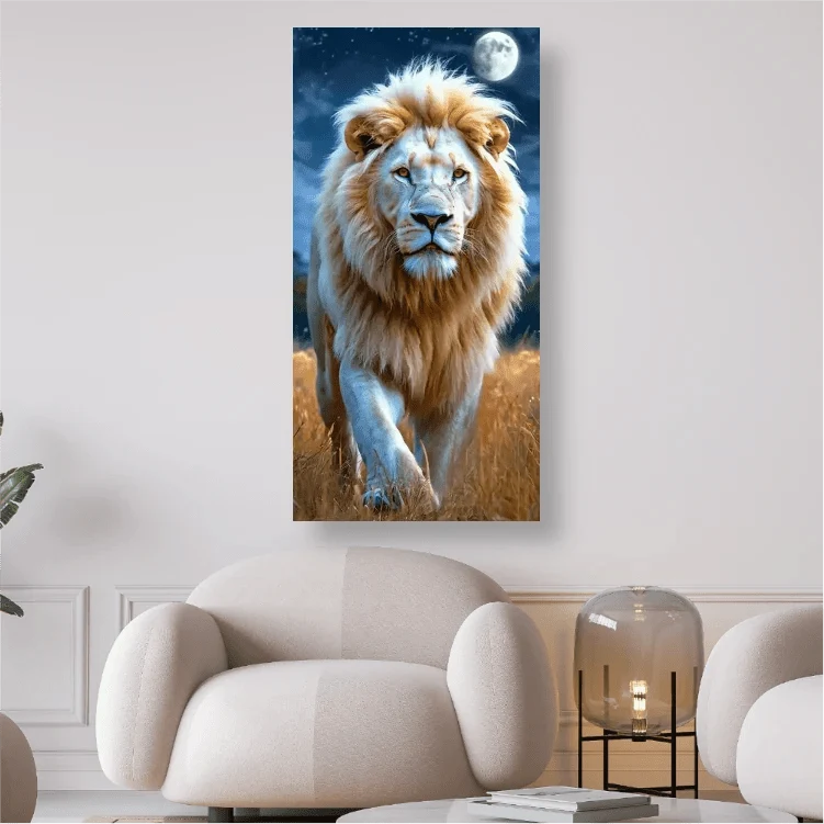 Löwe im Vollmond - 5D DIY Diamond Painting