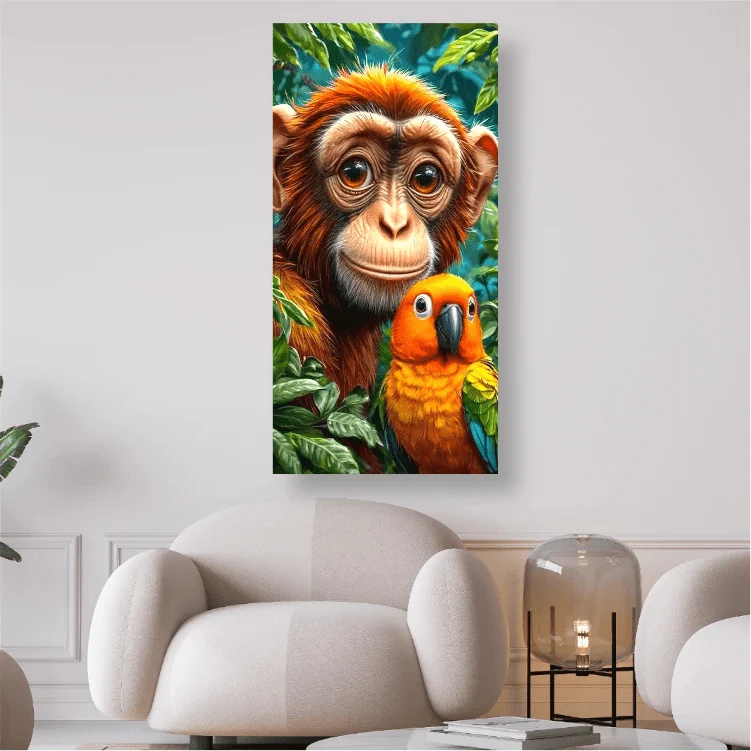 Affe mit Vogel - 5D DIY Diamond Painting