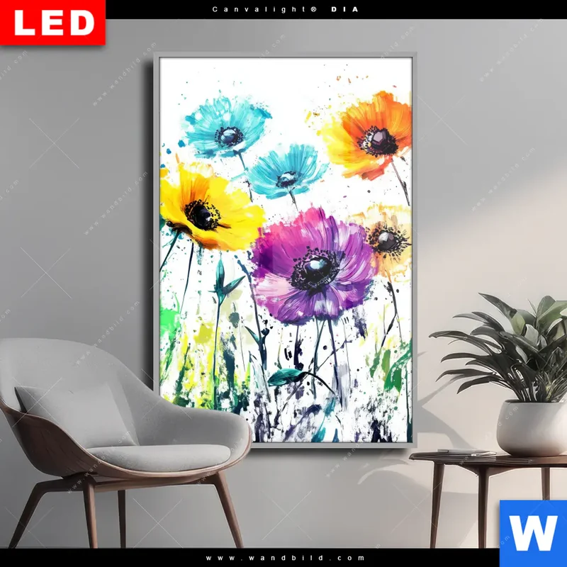 Wechselmotiv Acrylglas Canvalight® DIA | Bunte Blütenexplosion | Hochformat